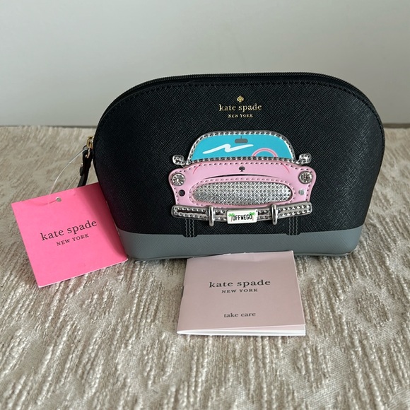 kate spade Handbags - Rare Kate Spade NWT Black Multi Color Checking In Small Abalene Cosmetics Case